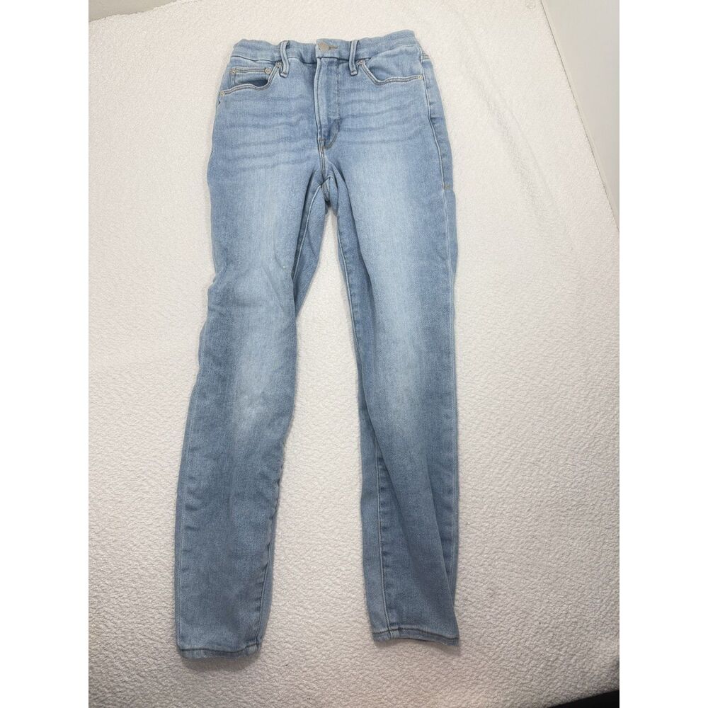 Good American x Zara Jeans Women size 0 Light Wash High Rise Slim Stretch Denim